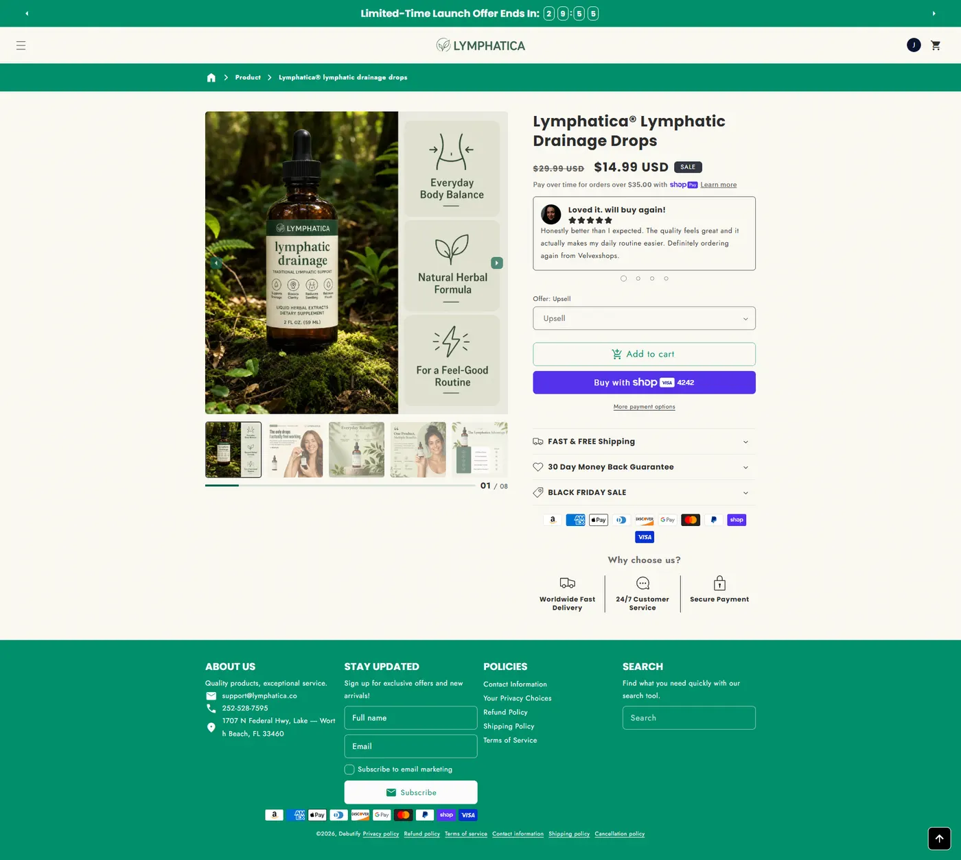 Product page before redesign